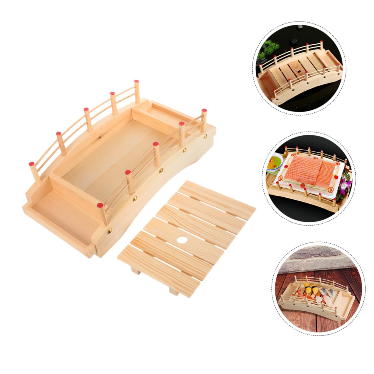 ULTECHNOVO Japanische Sushi Servierplatte mit Elegantem Bogenform Design zum Servieren von Vorspeisen und Obst für Restaurant und Zuhause