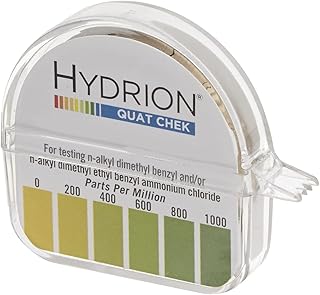 QC-1001 Plastic Hydrion High Range Quat Check Test Paper Dispenser, Single Roll, Food Service Test Strips, 0 - 1000 ppm (Case of 10)