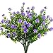 GTIDEA 4pcs Fake Plants Artificial Greenery Shrubs Eucalyptus Branches with Purple Baby's Breath Flower Plastic Bushes House Office Garden Patio Yard Indoor Outdoor Decor
