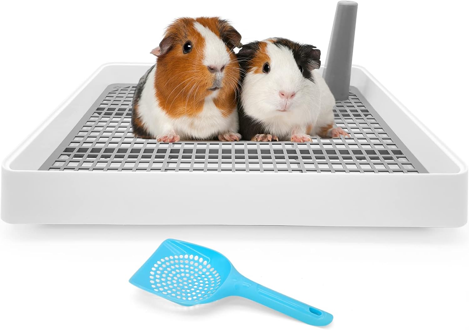 Tfwadmx Guinea Pig Litter Pan with Grid Large Rabbit Litter Box Small Animal Potty Trainer Bunny Corner Tray Toilet with Scoop for Chinchilla Guinea Pigs Ferret Hedgehog