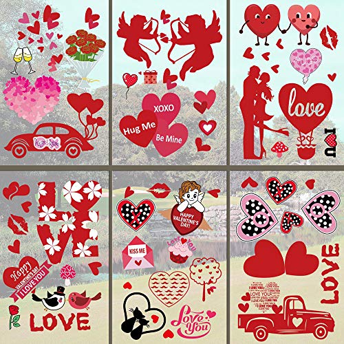 Cosswe Hart Stickers Valentijnsdag Sticker Valentijnsdag Venster Glas Sticker Koelkast Sticker Hart Stickers Kids School Thuiskantoor Valentines Harten Accessoires Verjaardagscadeaus
