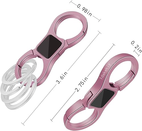 Miniatura 3 de Idakekiy Llavero de liberación rápida con resorte con 4 llaveros, llavero de coche resistente organizador para hombres y mujeres