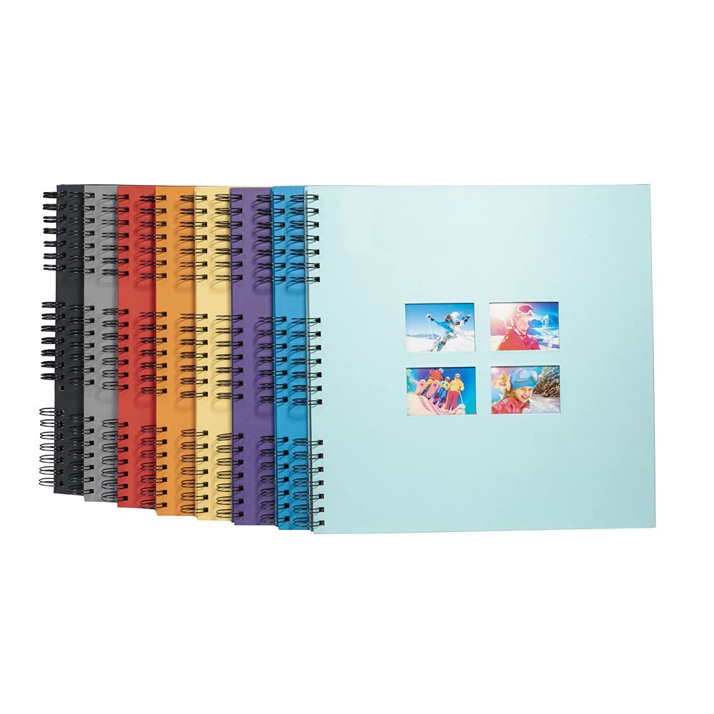 Exacompta 15117E MILANO Spiral-Fotoalbum 360 Fotos 60 schwarze Seiten Format 32 x 32 cm Einband aus orangefarbenem Papier mit Textileffekt Fenster zur individuellen Gestaltung FSC® zertifiziert