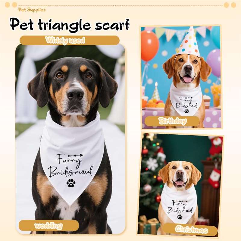 Sisadodo Wedding Day Gifts for Women Men Dog Wedding Outfit for Announcement Party Furry Bridesmaid Print Dog Bandana for Pet Owners Lovers Weds Photo Prop Neck Scarf for Dogs Pet Accessories for Dogs - Image 4