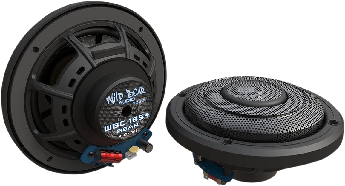 Wild Boar Audio WBC 1654 Rear High Performance 6.5" Rear Speakers with Grills (2 Pack), Fits 2014-2024 Harley-Davidson Motorcycles