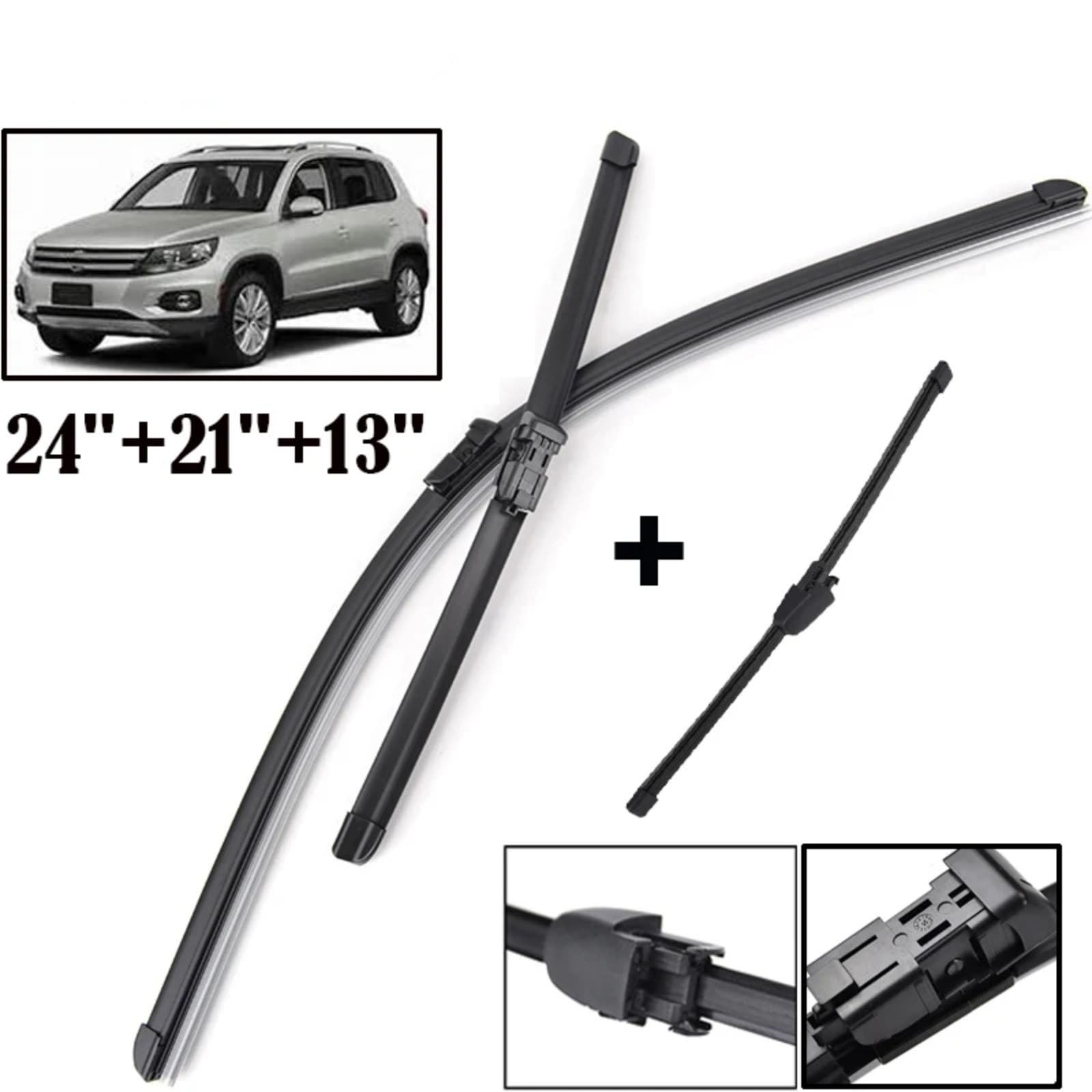 Spazzole Tergicristallo Per Per Tiguan MK1 2007-2017 | Set Spazzole Tergicristallo Anteriori Posteriori LHD Parabrezza Finestrino 24"21"13"