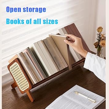 Wooden Desk Orgnizer Shlef, Desktop Bookshelf Freestanding, Retro Countertop Storage Shlef For Living Room, Home, Office(Brown)