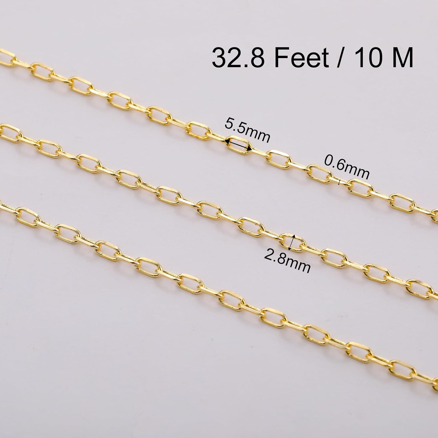 SMYHTGLIF 32.8 Feet 18K Gold Plated Brass Chain for Jewelry Making Small Paperclip Jewelry Making Chains Craft Chain Spool Jewelry Findings