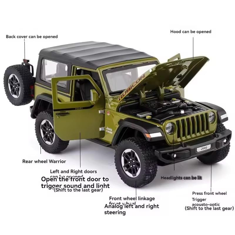 Image of 1:32 Alloy Model Car Compatible for Wrangler Rubicon Style, Diecast Pull Back Toy Car with Light & Sound for Kids Boys Girls Gift (Black)