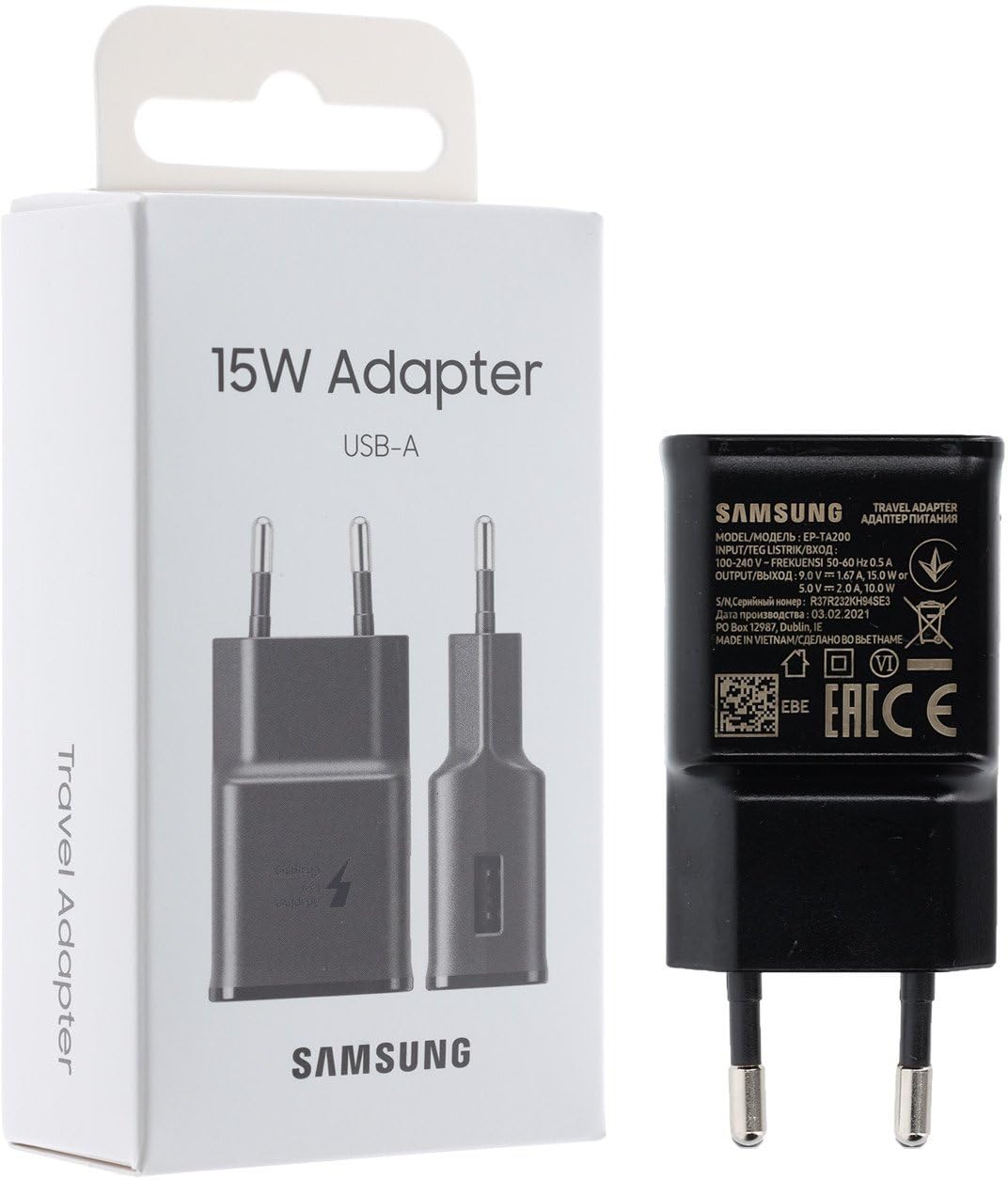 Ładowarka Samsung EP-TA200 Szybka 1x USB-A 15W Czarny (EP-TA200NBEGWW)