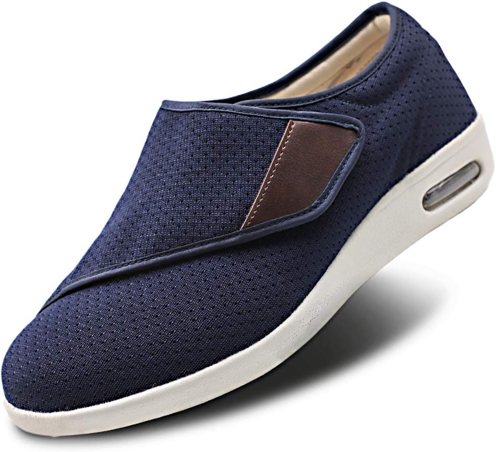 OrthoshoesOrthoshoes Womens Stylish Diabetic Shoes with Arch Support,Extra Wide Widths Walking Edema Sneakers Adjustable Strap Easy On/Off with 3 Pairs Insoles Replacement for Support Swollen Feet Navy