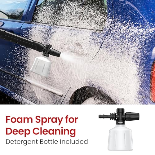 Electric Pressure Washer, 2.5 GPM Power Washer with Foam Cannon, Electric High Pressure Washer with 4 Quick Connect Nozzles for Cars, Driveways, Fences, Patios, Home Cleaning thumbnail 4
