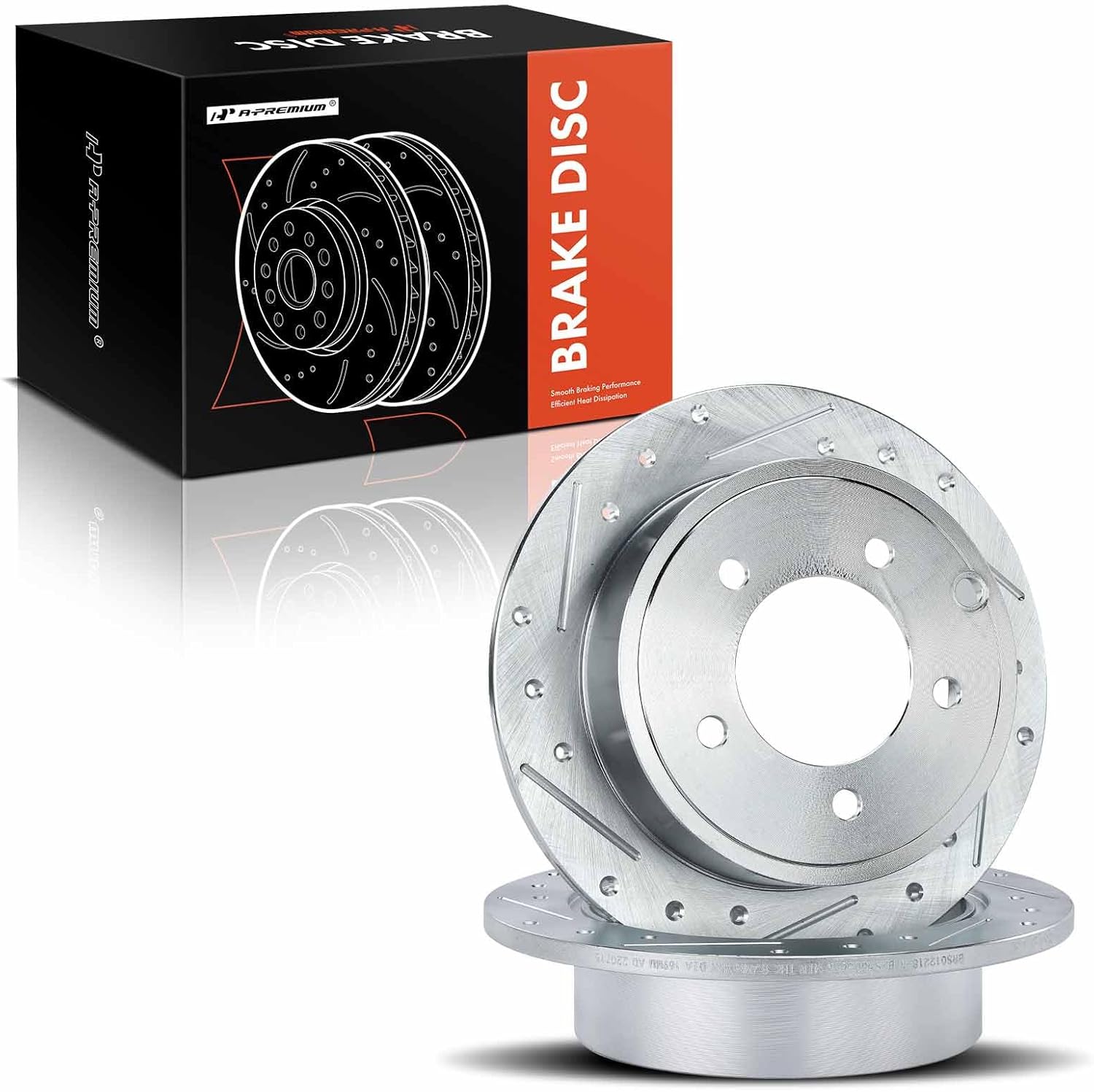 A-Premium 10.31 inch (262mm) Rear Drilled and Slotted Disc Brake Rotors Compatible with Select Jeep, Chrysler, Mitsubishi and Dodge Models - Compass, Patriot, Caliber, Avenger, 200, Sebring, Lancer