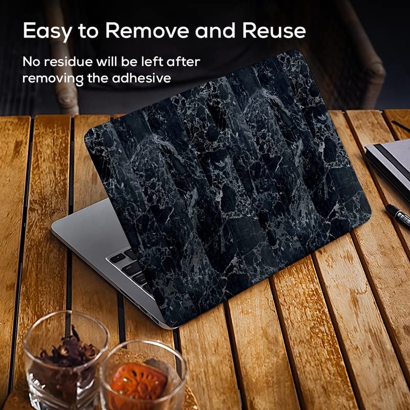 Galaxsia Black Marble D1 Top+Wrist Pad Vinyl Laptop Skin/Sticker/Cover for 15 to 15.6 Inches Laptops Laminated-Removable-HD Quality Compatible for Hp-Dell-Sony-Lenovo-Asus etc.(15x10 Inches) 2