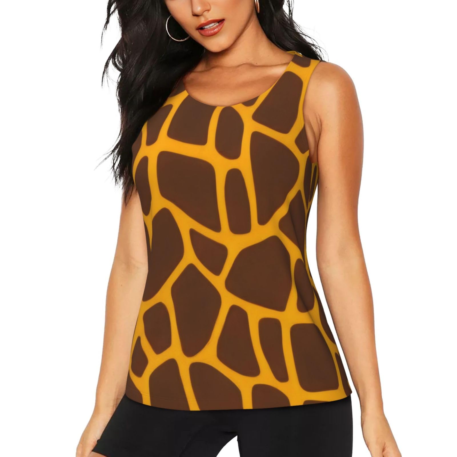 Workout Tank Tops for Women Giraffe Print - Slim Fit Crew Neck Vest Top Sport Running T-Shirt Sleeveless Tank Top Summer Athletic Yoga Vests