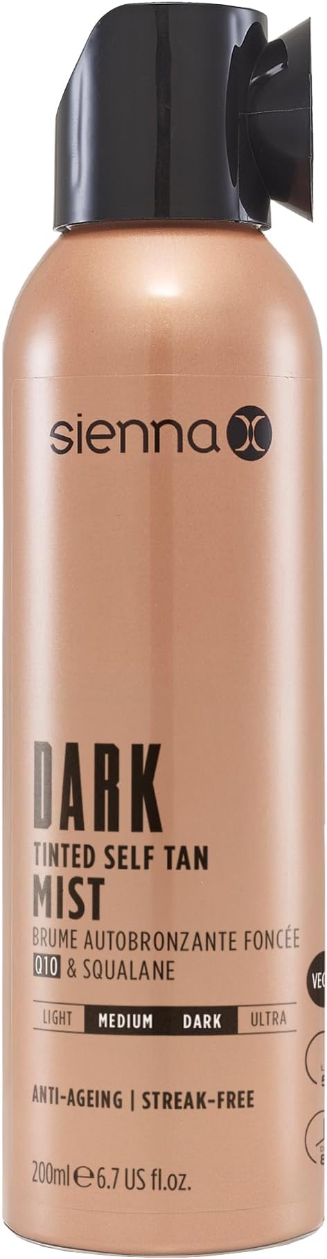 SLEEP Q10 Self Tan Mist 200ml. Vegan Friendly, Quick Drying and Streak Free Formula With Natural Results. Enriched With Q10, Vitamin E and Aloe Vera. Creates A Flawless Finish Over 8 Hours.