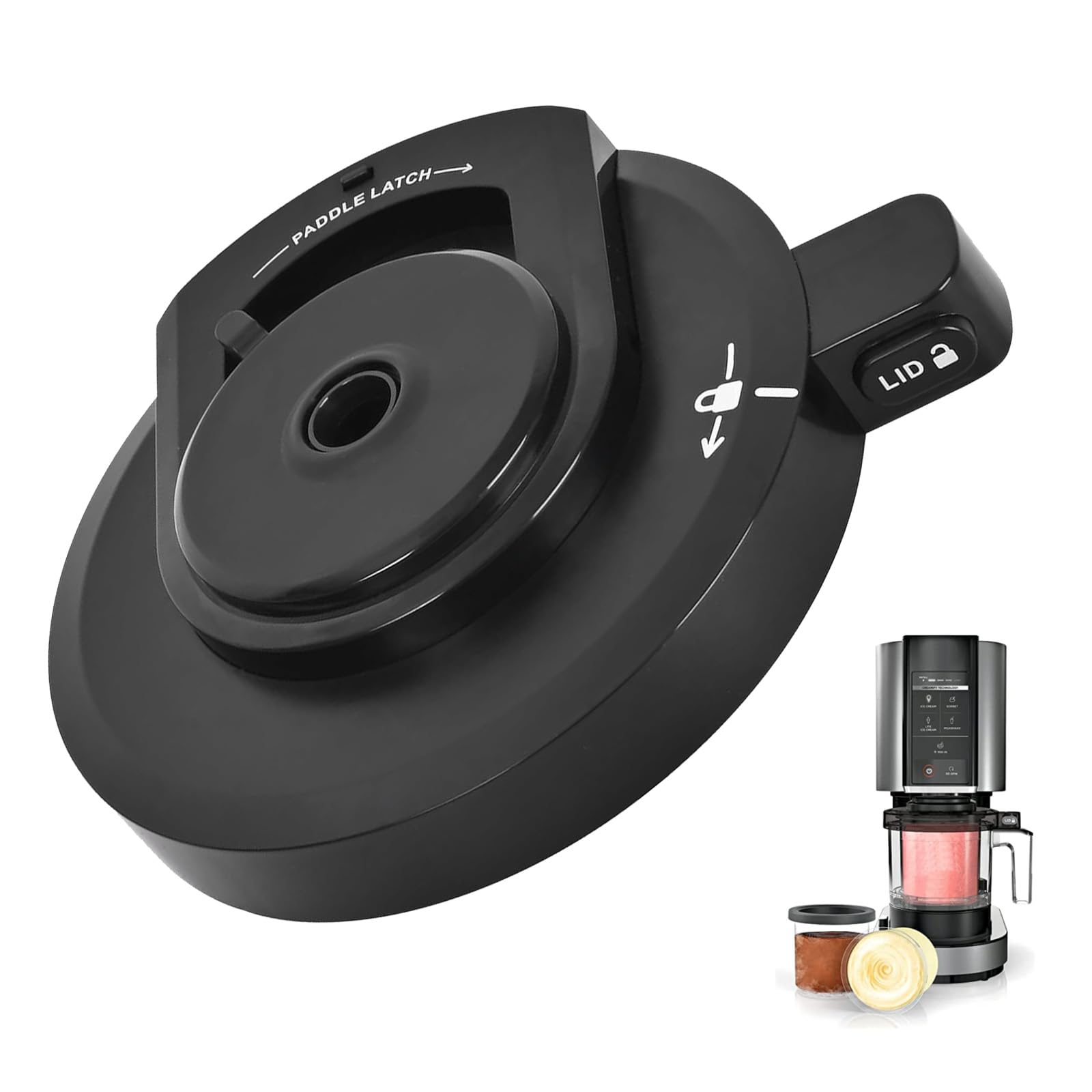Couvercle de bol extérieur pour sorbetière Ninja, Creami, couvercle de rechange compatible avec Ninja Creami NC299AMZ/NC301/NC300/NC201/NC101, couvercle de rechange réutilisable