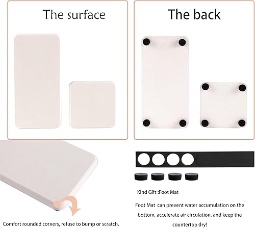 Miniatura 4 de Juego de 4 posavasos de diatomita absorbentes de agua, jabonera de cocina de tierra de diatomeas, bandejas de baño, piedra absorbente de agua