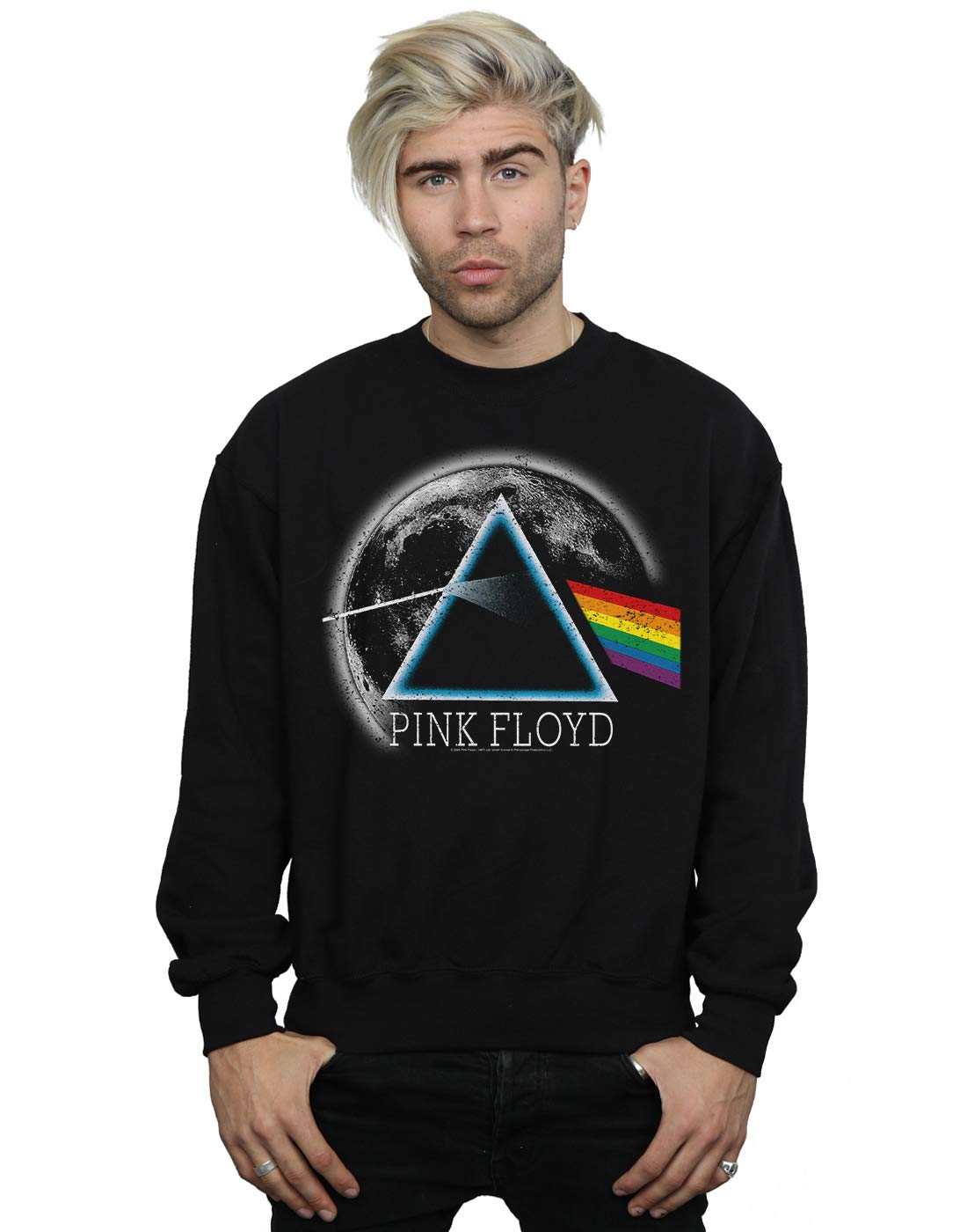 Pink Floyd Men's Black Dark Side Of The Moon Distressed Sweatshirt