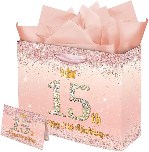 Rose Gold Happy 15th - 15th Anniversary Gifts For Her