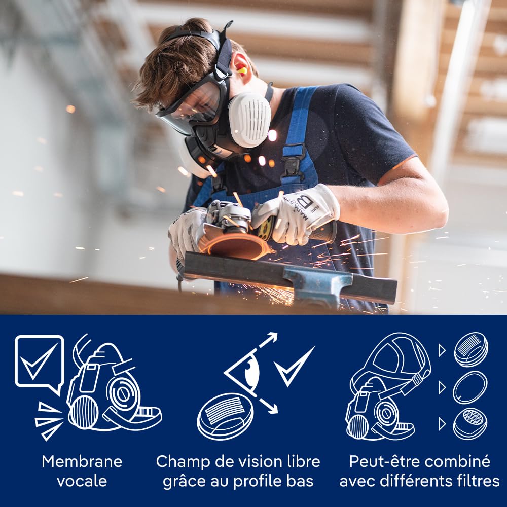 Dräger X-plore 3500 Demi-masque respiratoire réutilisable pour une utilisation avec filtres à baïonnette interchangeables Taille M