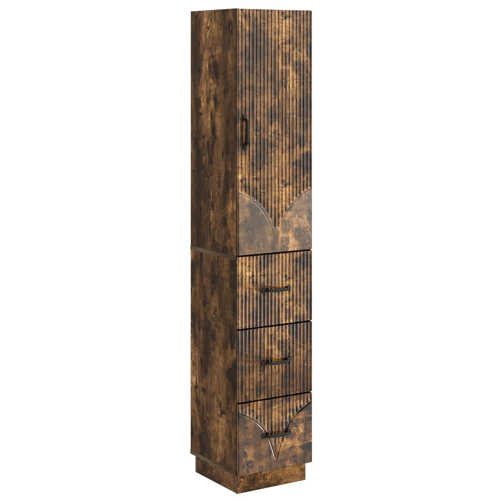 Zestaw szaf z drewna wędzonego dębu 33 x 34,5 x 87 cm 2-częściowy z szufladami, półkami, drzwiami do salonu, sypialni, biura, korytarza, miejsca do przechowywania i porządku
