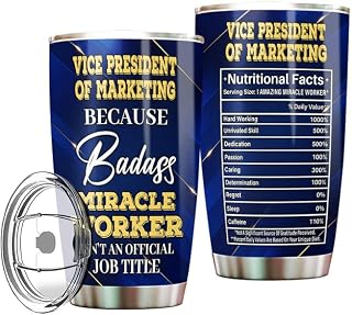Vice President Of Marketing Tumbler Stainless Steel 20oz With Lid, Gifts Bulks For Office Women Men Work Friends Coworker, Driking Coffee Cup For Birthday Christmas