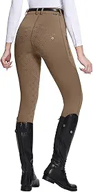 Calça feminina de equitação com assento completo, calça equestre de silicone, bolso com zíper