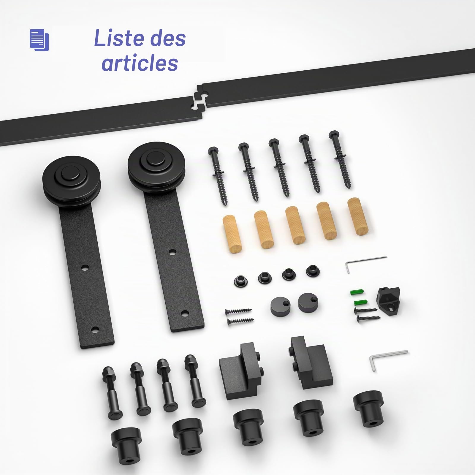 TSMST Kit de rail coulissant pour porte de 202 cm/6.7 pi, ensemble complet pour portes coulissantes, kit de rail noir, convient pour une seule porte en bois, forme en J