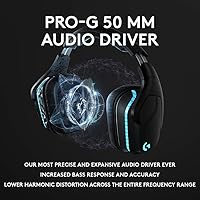Vista 3 de Logitech G935 - Auriculares inalámbricos DTSX 71 con sonido envolvente LIGHTSYNC RGB para juegos de PC color negro azul renovado