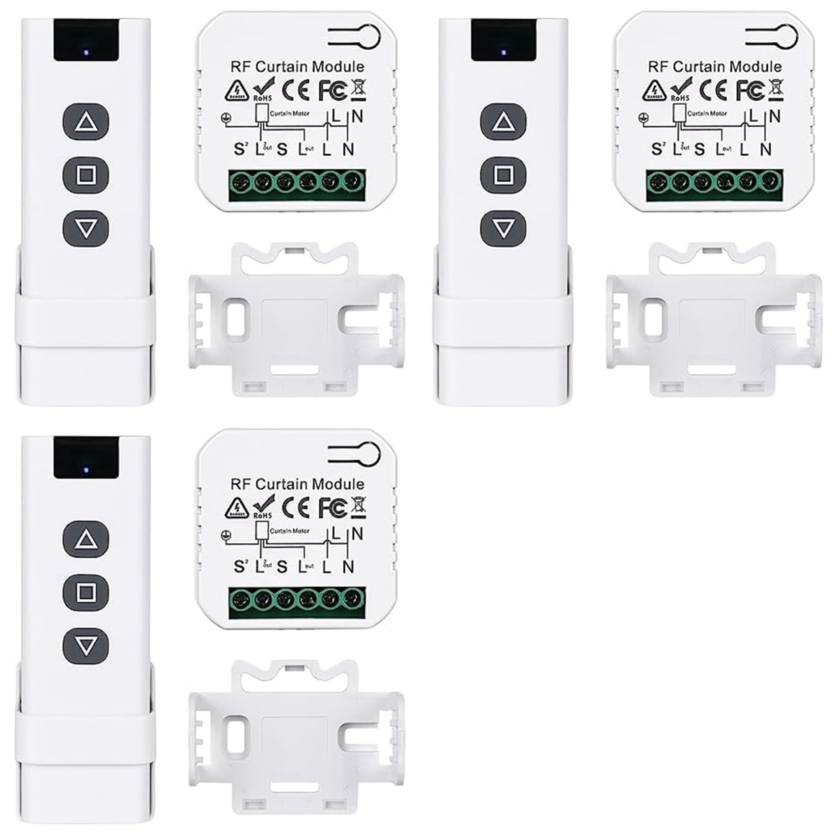 Jnchdghwa White 3X Tuya Wifi Smart Curtain Switch Controllers Roller Blinds Shutter Motor Smart Life App Remote Control
