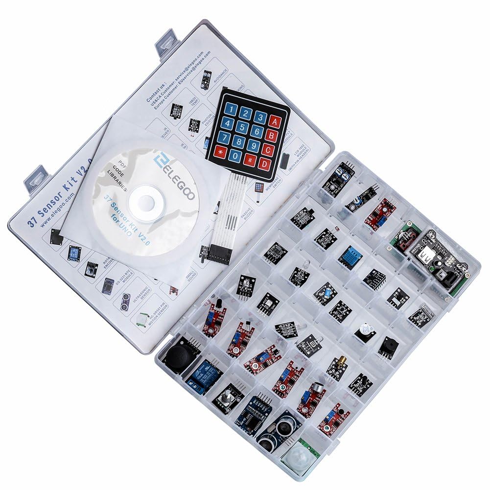 Kit elettronico aggiornato 37 in 1 - Kit sensore arduino con Tutorial per uno r3 mega Nano - Starter kit per sensori arduino e esp32