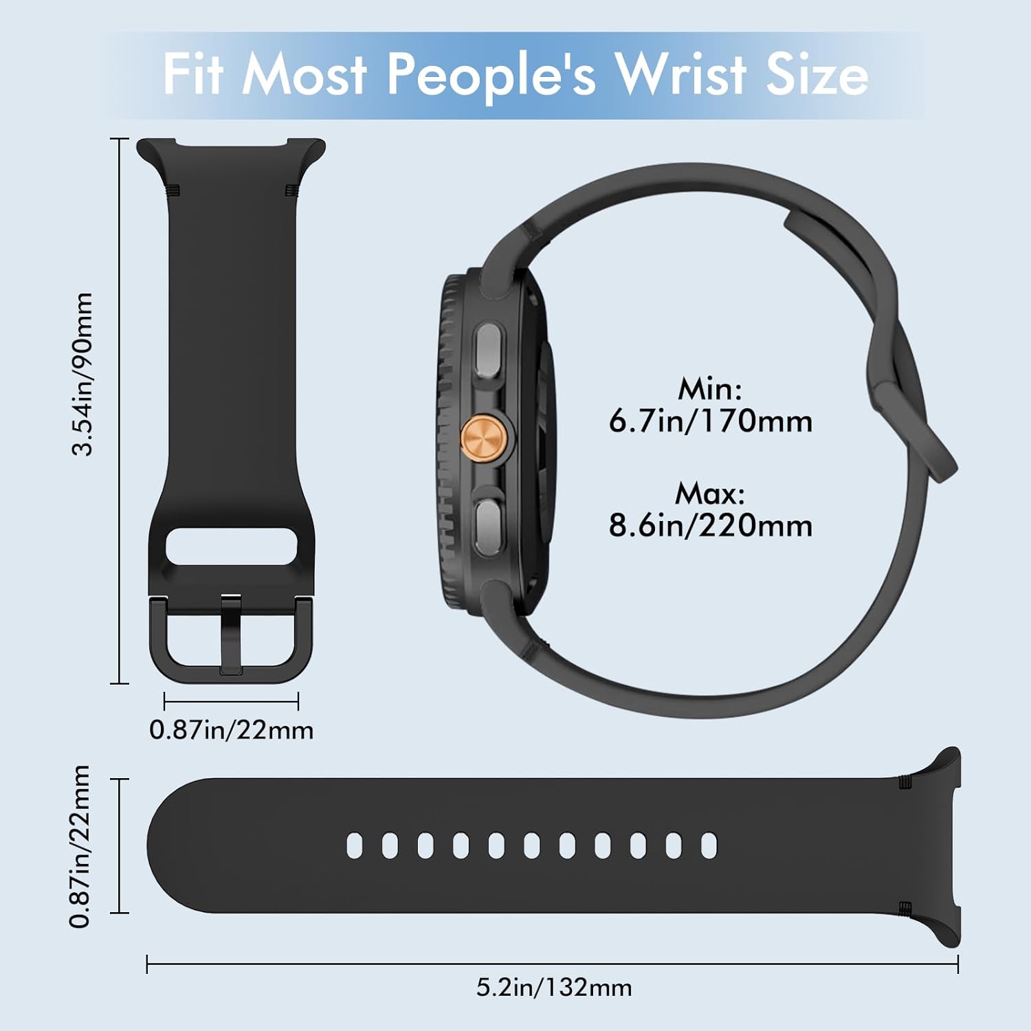 Sport Bands Compatible for Samsung Galaxy Watch 8 44mm 40mm/Galaxy Watch 8 Classic 46mm,Soft Strap Silicone Replacement No Gap Wristband Men Women - Image 4