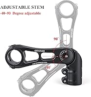 Vista 3 de GEWAGE Vástago de Bicicleta - Vástago de Bicicleta Ajustable de 130 Grados - Vástago de Manillar de 75mm 90mm 130mm para Manillar de 31.8(1-1/4")