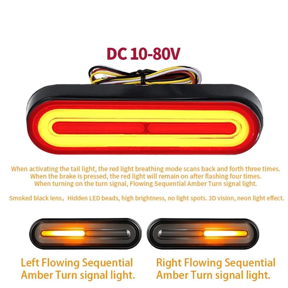 Fanale Posteriore per Moto, Luce di Stop a LED 3 in 1 per Moto, luci di Stop, indicatori di direzione dinamici, Luce di Segnalazione DRL 10-80V, luci Posteriori, Luce di Stop