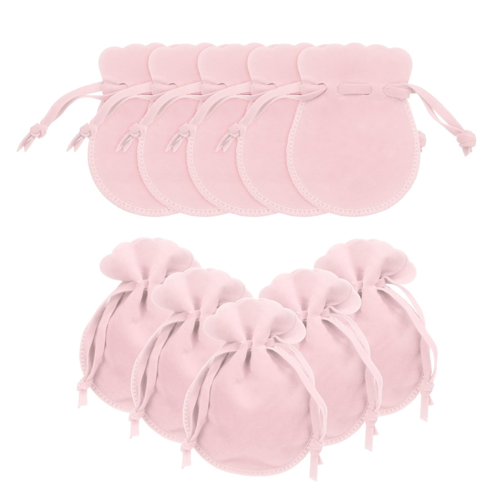 sourcing map 10 Pcs Small Velvet Drawstring Pouches, 2.8" x 3.5" Flannel Calabash Shape Drawstring Jewelry Pouches Velvet Jewelry Bags for Wedding Birthday Party Favors, Pink