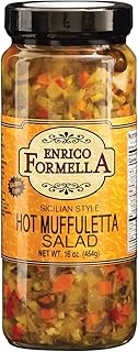 Enrico Formella Hot Muffuletta Salad - Gluten Free Italian Olive Mix - New Orleans Style Sicilian Sandwich Spread, 16oz.