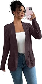 jackets for women casual Ribbed Fleece Open Front Side Pocket Short Jacket