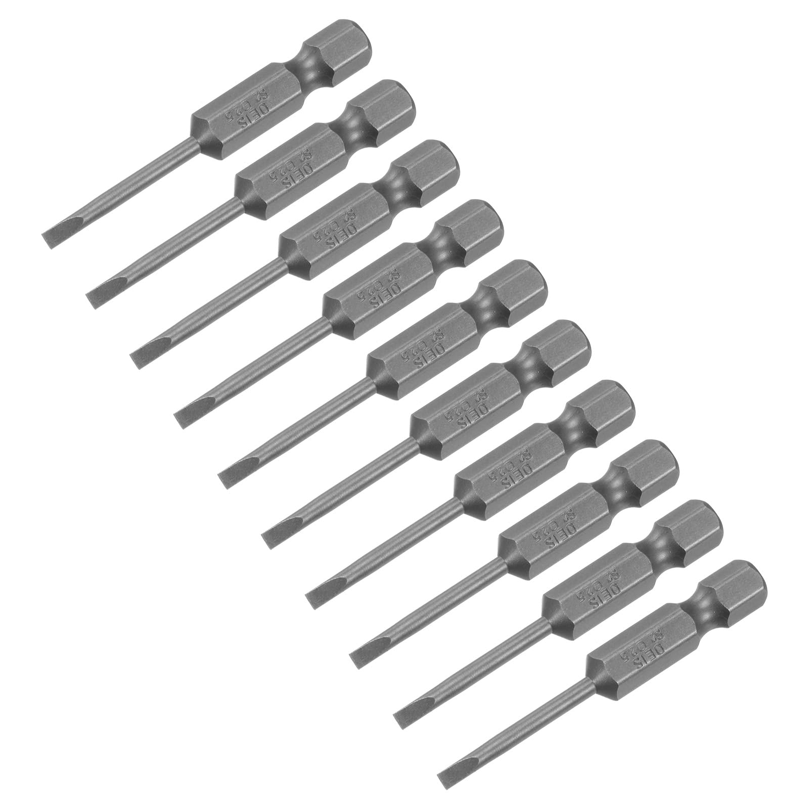 uxcell 10 Pcs Slotted Screwdriver Bits 2.5mm 2" Length 1/4" Hex Shank Magnetic Flat Head Drive Bit Holder for Power Screwdriver Drill Impact Driver