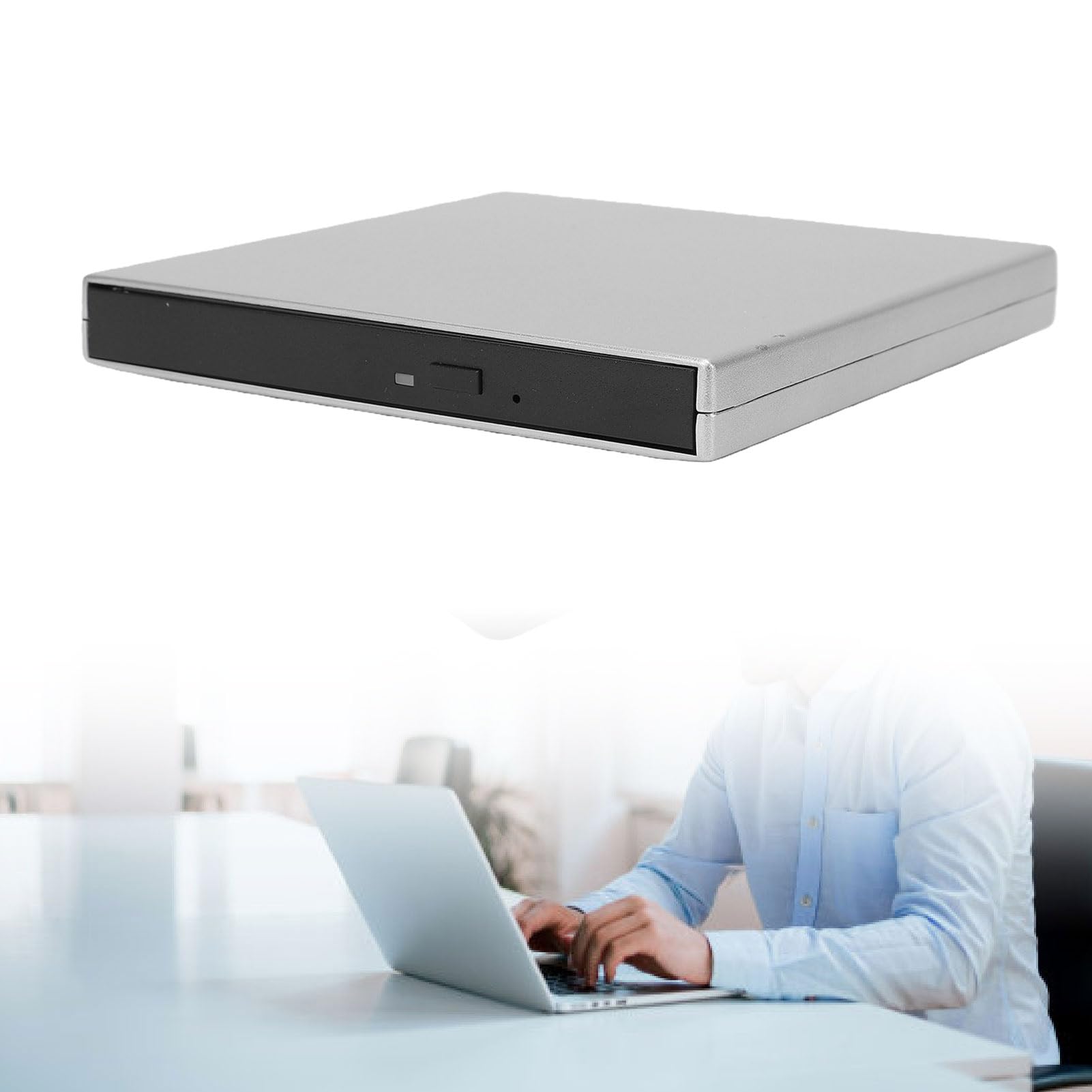 Luocute Unidad óptica Externa USB 4K, Lector y Grabador de CD DVD 5Gbps for Portátil y Ordenador de Sobremesa (Black)