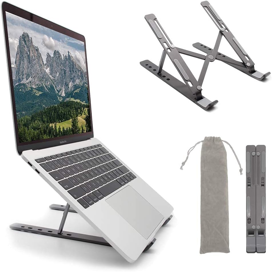 Laptop Stand, Adjustable Aluminum Laptop Tablet Stand, Foldable Laptop Riser, Portable Laptop Holder Compatible with 7-15.6 inches Laptop, Tablet, Notebook