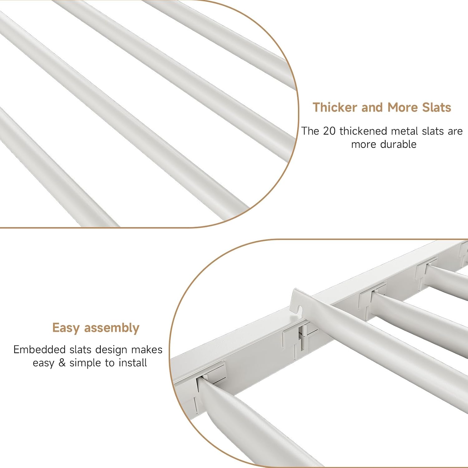 Bunk Bed Twin Over Twin, Metal Bunk Beds with Power Outlets & Desk, Heavy-Duty Bunkbeds Frame with Safety Guardrail & Ladders, Upper Bed with Storage Rack, No Box Spring Needed, for Juniors, White