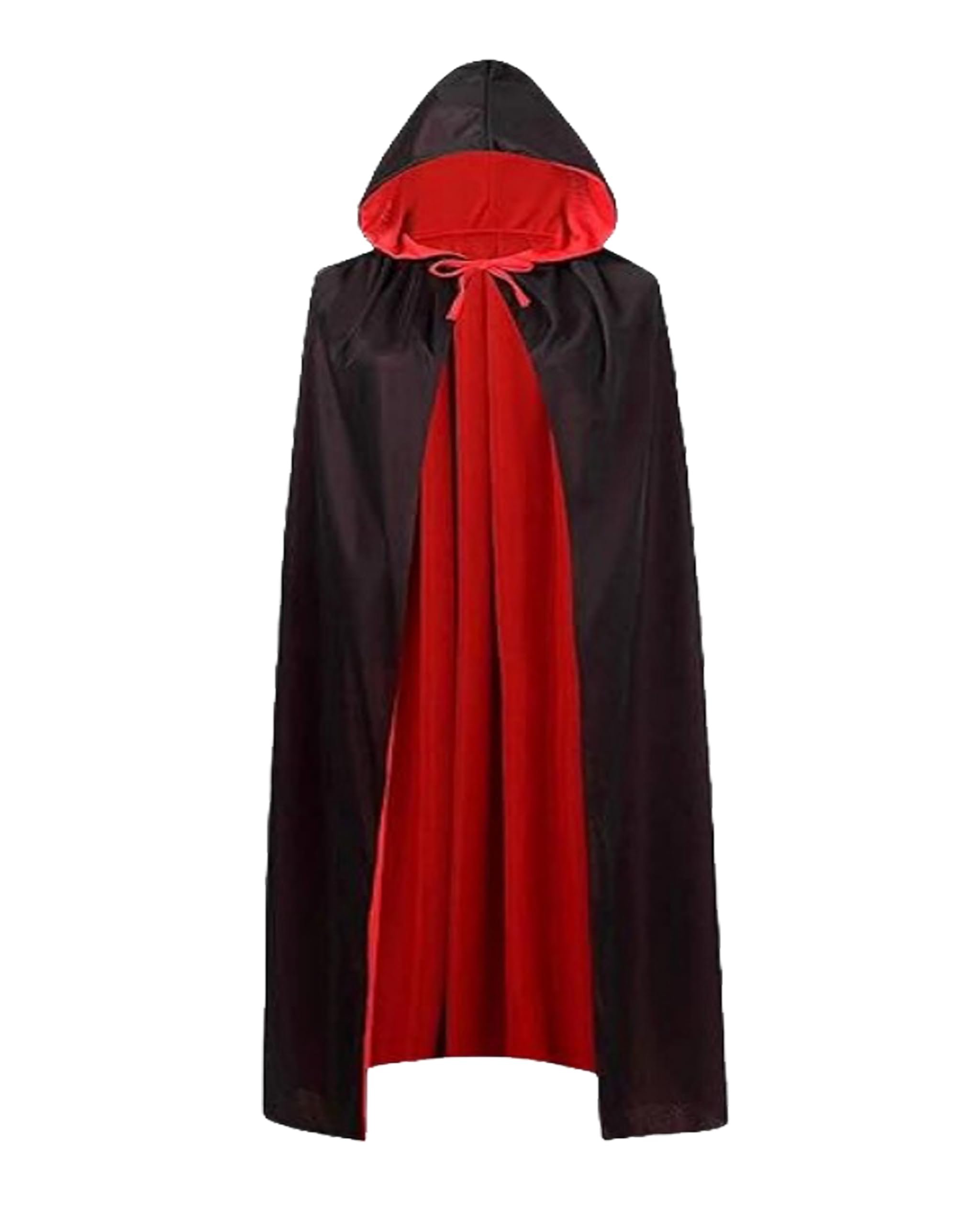 LIKPOJA Halloween Reversible Red & Black Vampire Cloak with Hood Magic Robe Costume Stand Collar Cape Purple With Cloak Wizard Cloak for Adult Devil Cosplay(Bl&R H,140cm) โ image 1