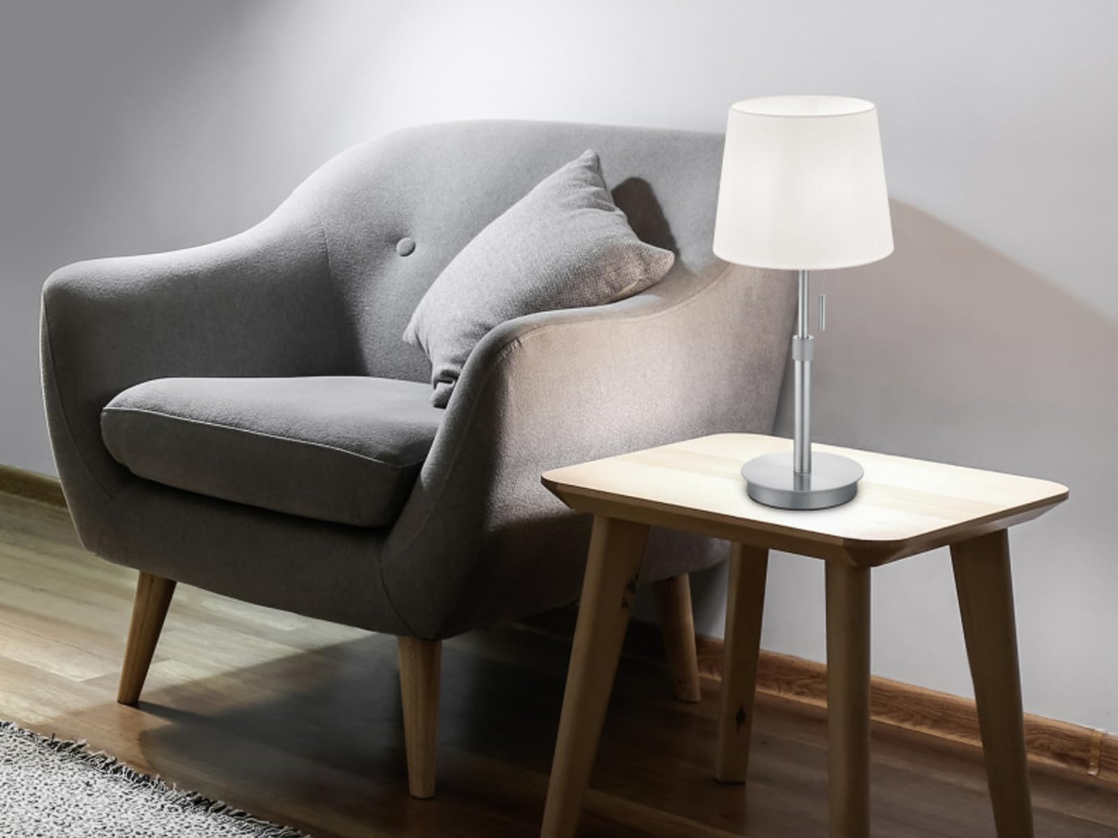 TRIO Lighting Lampada Da Tavolo Franklin A LED - Nichel Opaco, 6W, 700 Lm, 3000K, Luce Calda, Altezza 25 Cm, Interruttore A Cavo