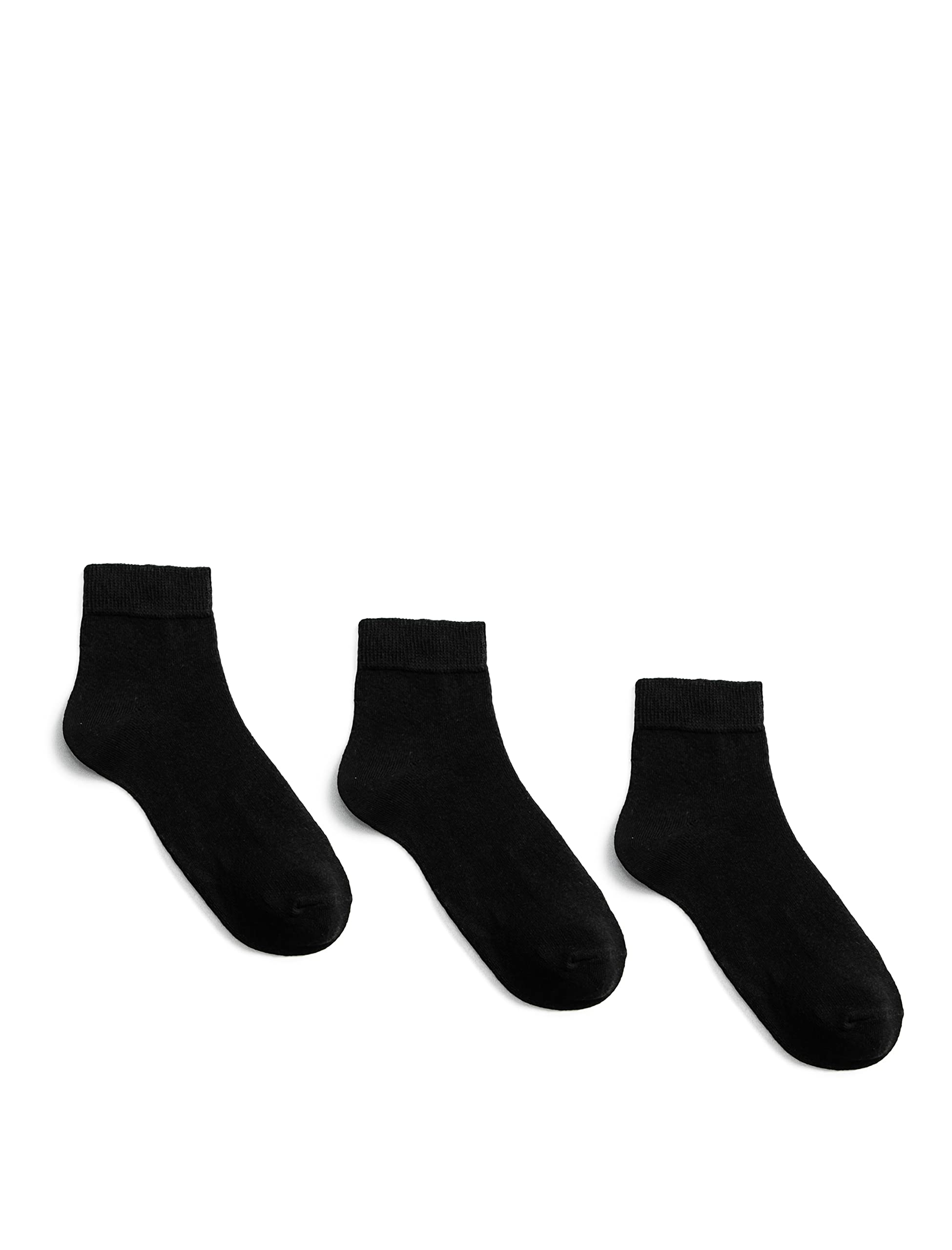 Erkek Basic 3'lü Patik Çorap Seti Siyah, Tek Beden
