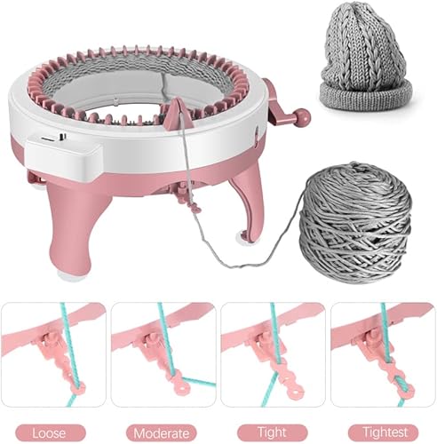 Miniatura 3 de Máquina de tejer con 48 agujas, telar giratorio de tejer con contador de filas, juguete de tabla de tejer para adultos y niños