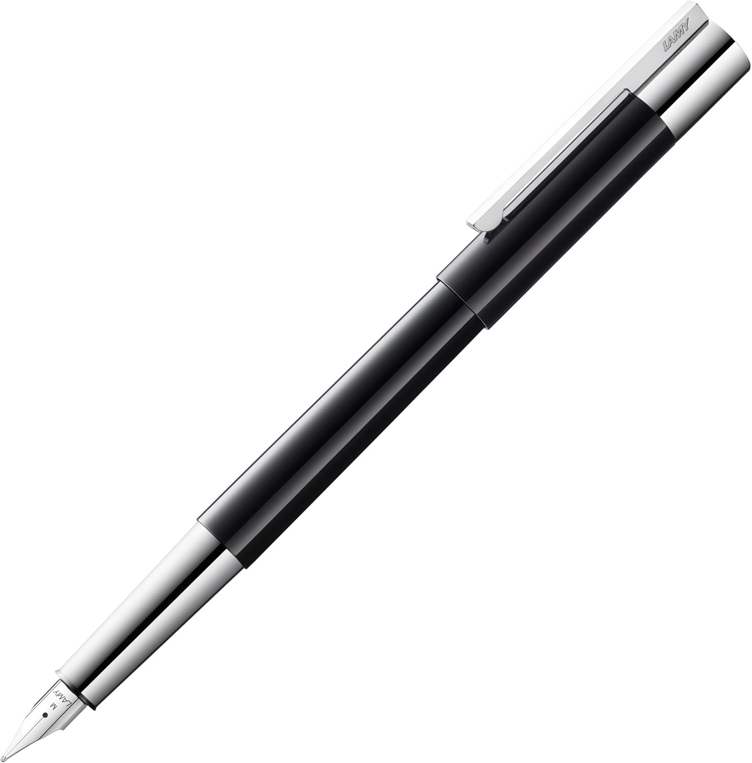 Lamy scala 079 Fountain Pen with Polished Gloss Lacquer Finish in Black / 14 Carat Gold Nib Partially Platinum Plated Nib Size M