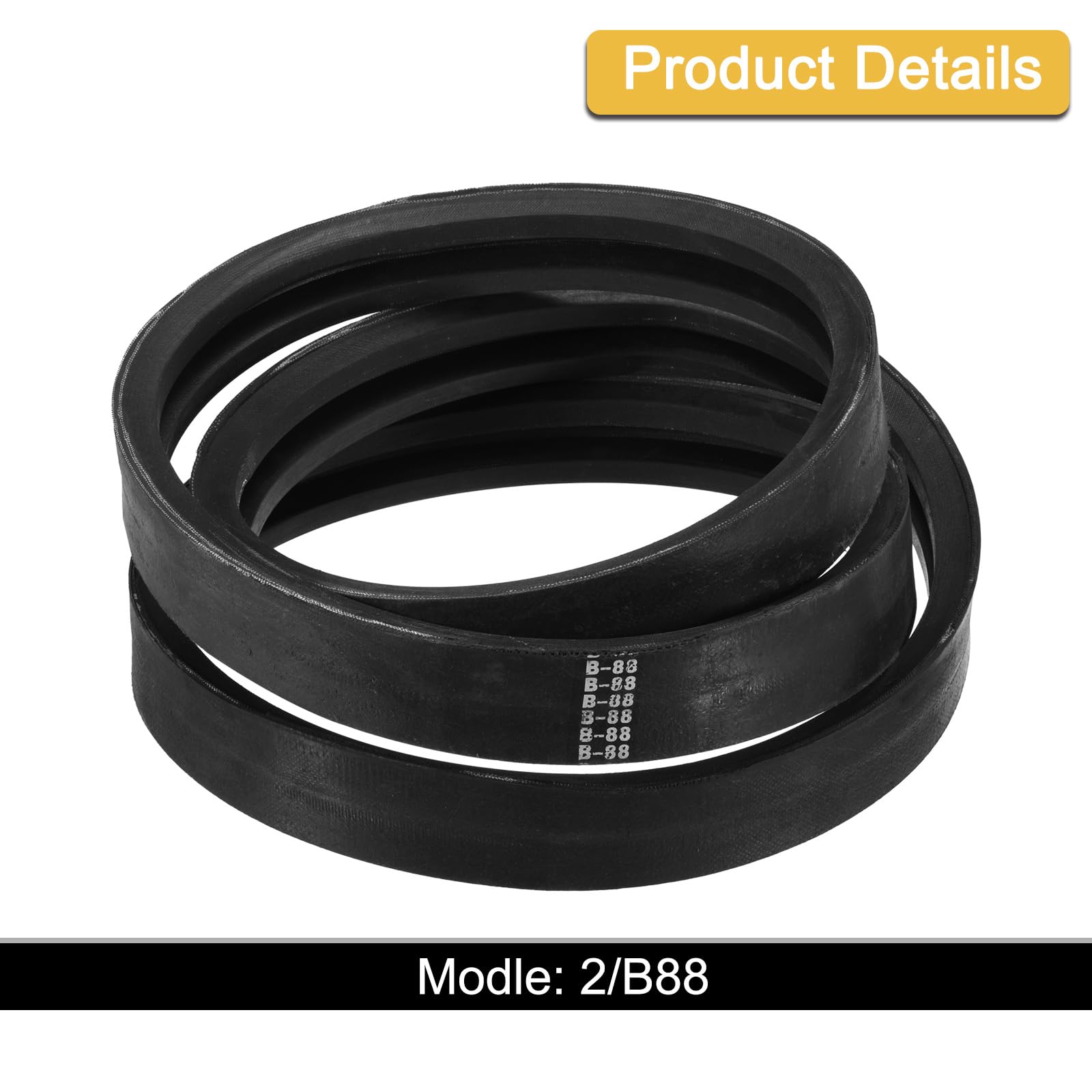 uxcell Cinghia trapezoidale classica avvolta 2/B88, 231,1 cm, in gomma industriale, con profilo B, per attrezzature di macchinari industriali, colore nero