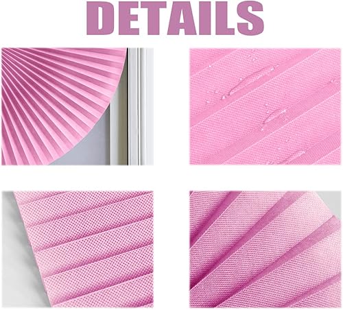 Miniatura 4 de Persianas temporales plisadas de filtro de luz, persianas plisadas fáciles de cortar e instalar con clips, para oscurecer la habitación, 23.6 Rojo