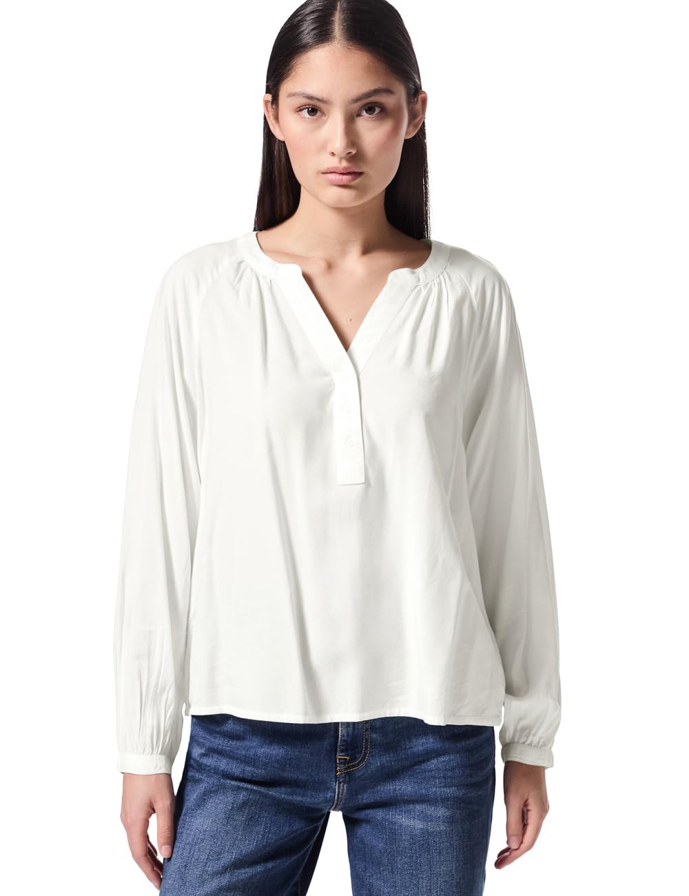 Street One Studio Women's Raglan Blouse in Plain Colour, Off White, 12